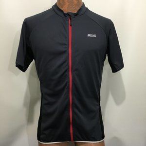 Arsuxeo L Gray Black Bike Cycling Jersey Short Sleeve Red Full Zip